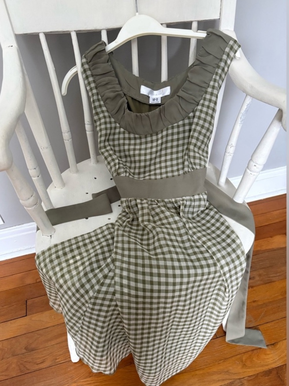 Mac & Jac Green Gingham Cottagecore Dress with Ribbon Tie Waist - Picture 4 of 13